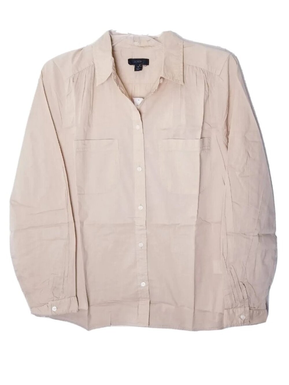 J. Crew Poplin Utility Shirt Women 6 Tan NEW Garment Dyed Cotton Style BL064